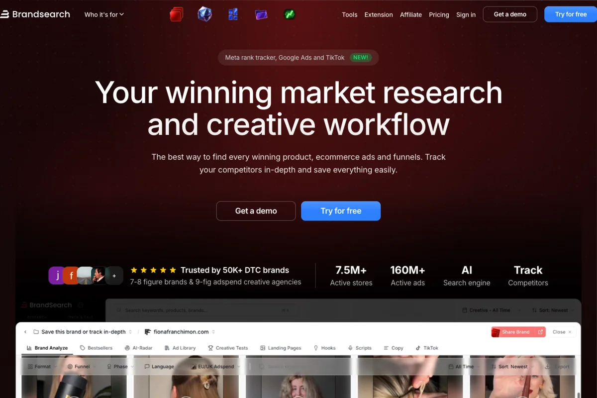 Interface de l'outil BrandSearch - Avis et Test