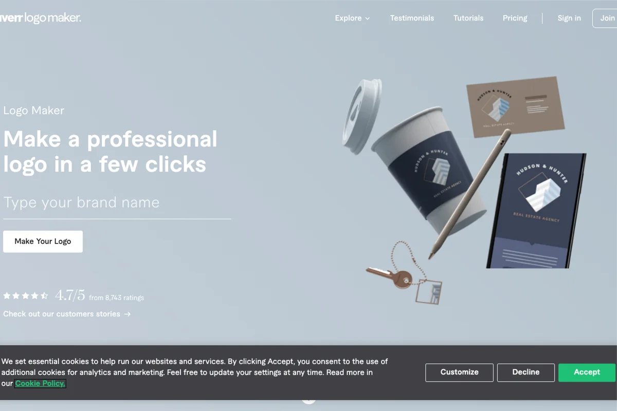Interface de l'outil Fiverr Logo Maker - Avis et Test
