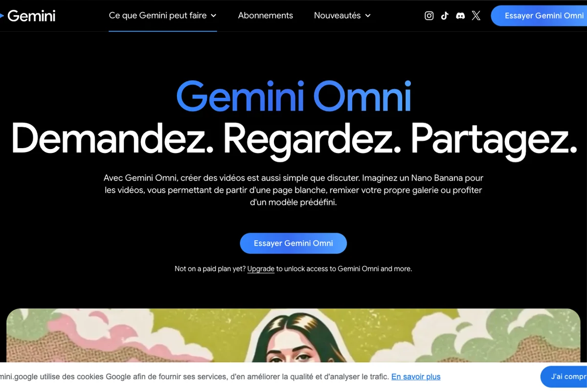 Interface de l'outil Gemini Omni - Avis et Test