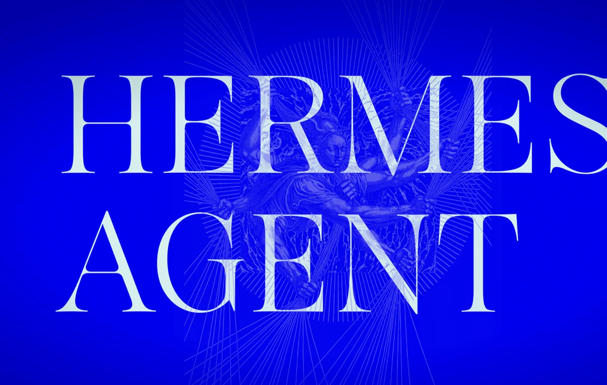 Visuel officiel bleu Hermes Agent publié par Nous Research