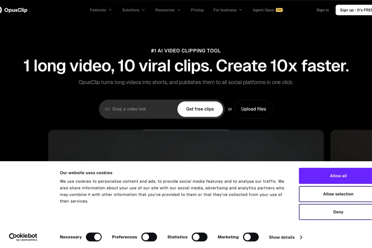 Interface de l'outil OpusClip - Avis et Test