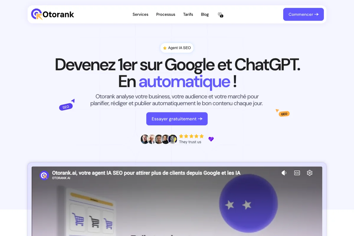 Interface de l'outil Otorank - Avis et Test