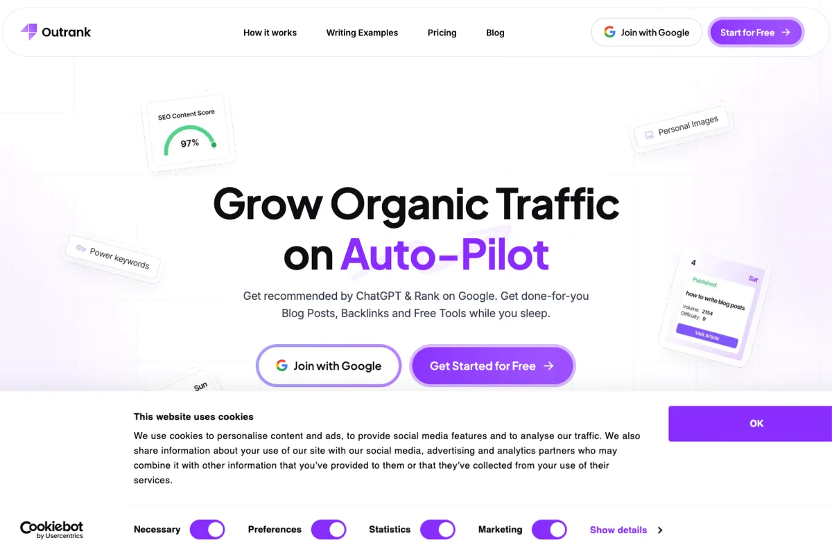 Interface de l'outil Outrank - Avis et Test