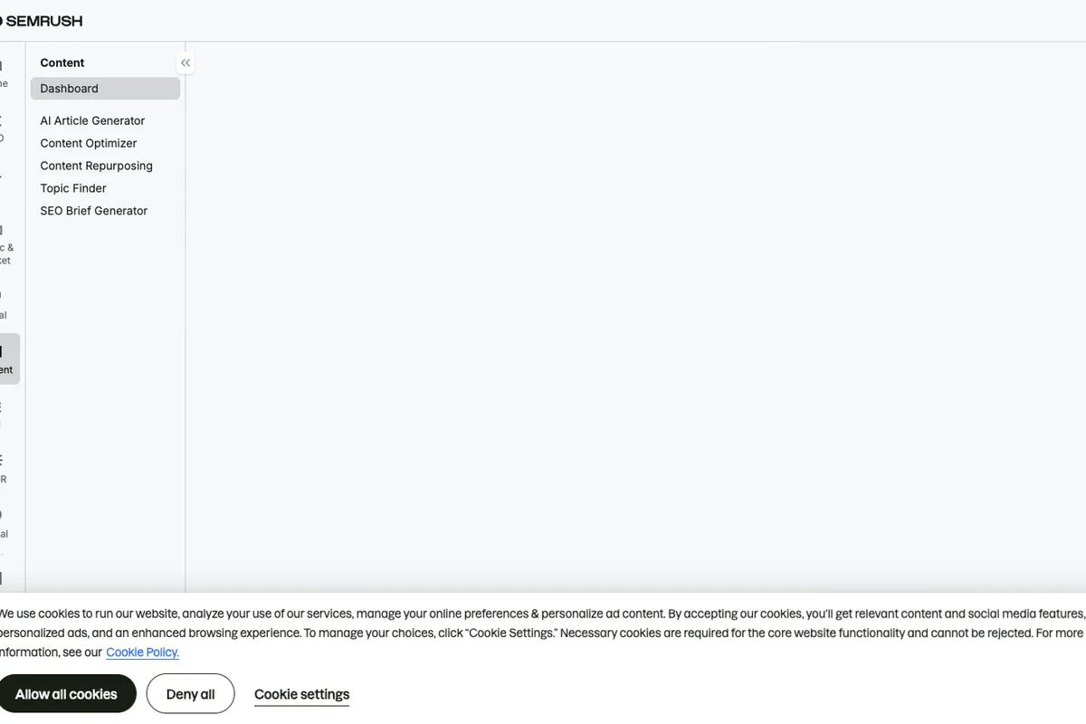 Interface de l'outil Semrush Content Toolkit - Avis et Test