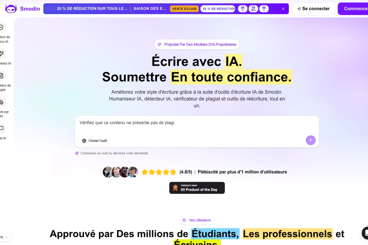 Interface de l'outil Smodin - Avis et Test