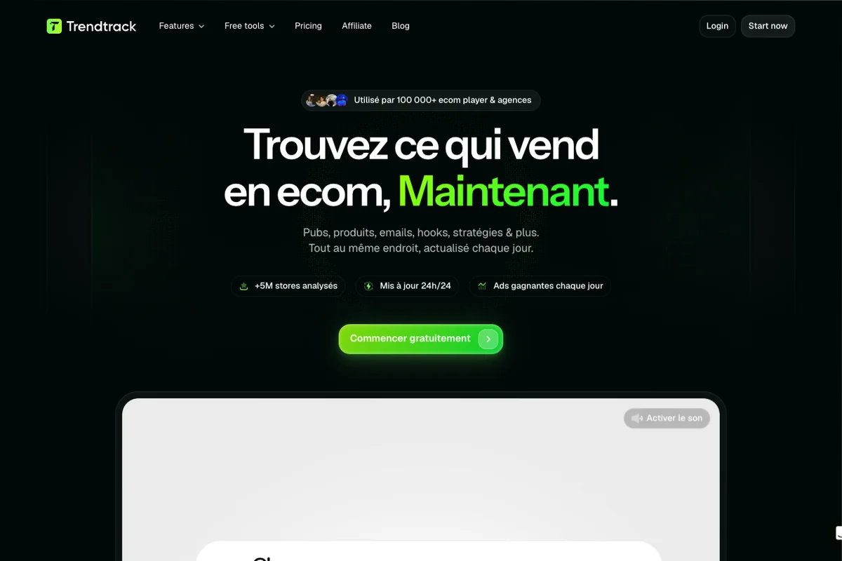 Interface de l'outil TrendTrack - Avis et Test
