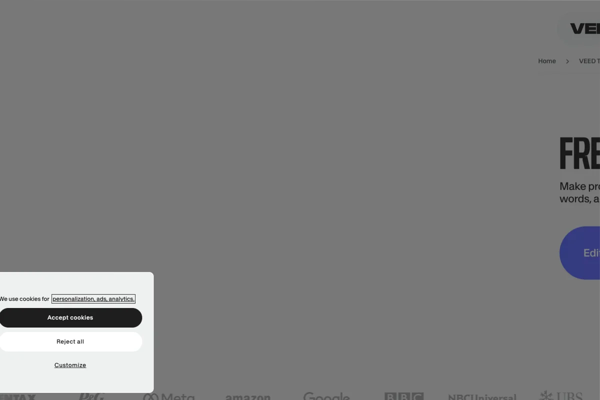 Interface de l'outil VEED - Avis et Test